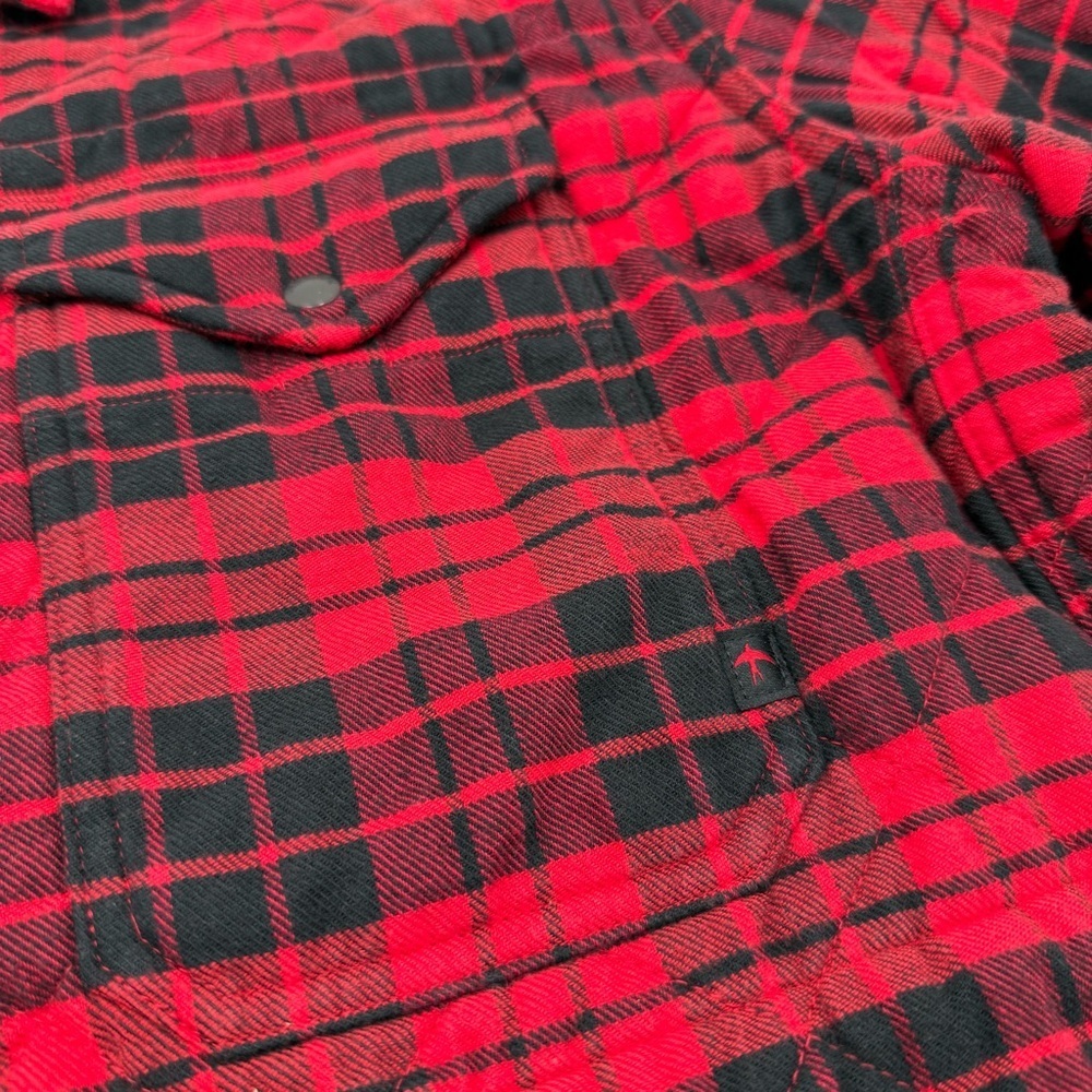 NWT Relwen Men’s Quilted Flannel Shirt Jacket Shacket Red Black Medium Large - Picture 8 of 15